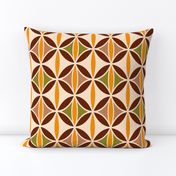 Retro 70s mid-century modern brown orange ovals MCM