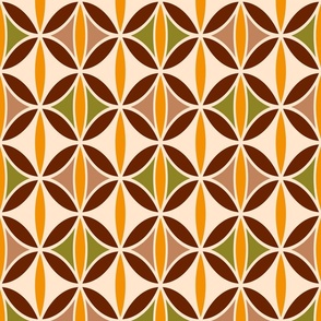 Retro 70s mid-century modern brown orange ovals MCM