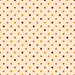 Retro 70s small polka dots cream orange brown moss mid-century modern