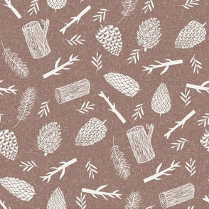 pinecone fabric - fall autumn design - sfx1321 mocha