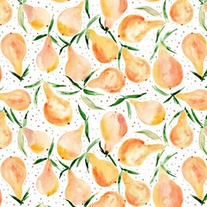 Bosc pears - watercolor sweet pear pattern in yellow shades for summer