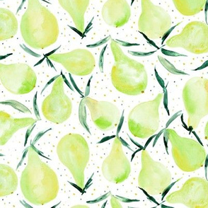 Bosc green pears - watercolor sweet pear pattern for summer