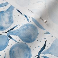 Bosc pears in blue shades - watercolor sweet pear pattern in indigo shades for summer p312