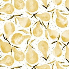 Mustard Bosc pears - watercolor sweet pear pattern in yellow shades for summer p312