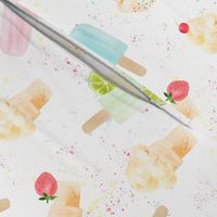 Watercolor Ice Cream Cones and Popsicles