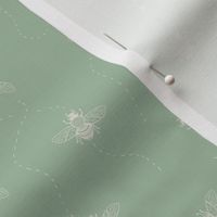 Buzzing Bees Sage Green Off White  // standard