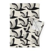 Storks on linen