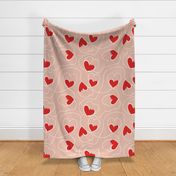 Street de Love-  Connected Hearts Line Art- Rose Quartz Red White- Large Scale