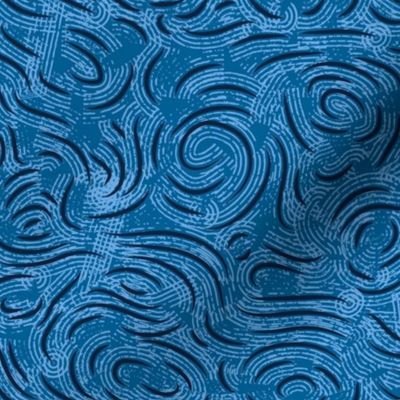 Ocean Currents- Cerulean Midnight Baby Blue- Regular Scale