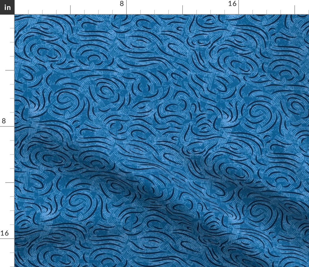 Ocean Currents- Cerulean Midnight Baby Blue- Regular Scale