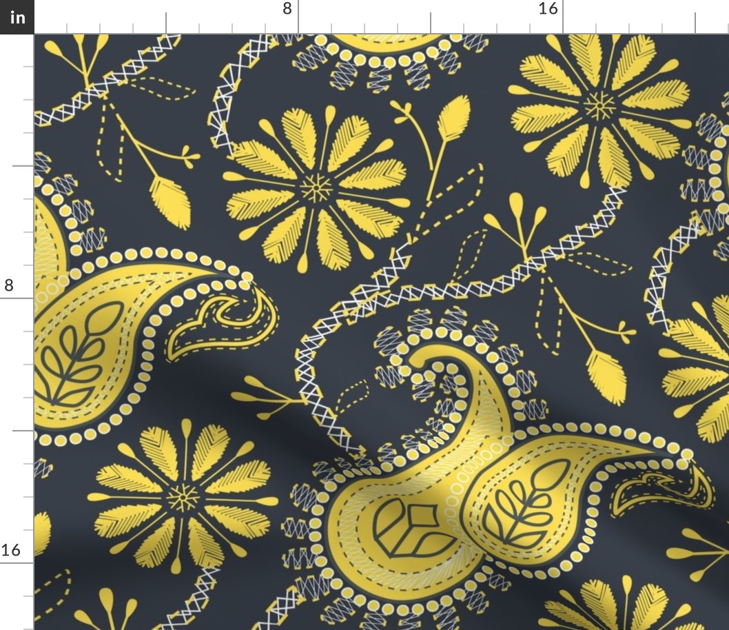 Paisley Chikankari- Embroidery Florals- Jumbo Scale