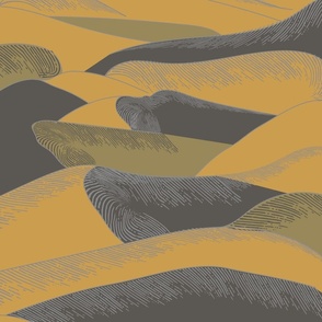 Dunes- Gold Goldenrod Gray Platinum Charcoal- Large Scale