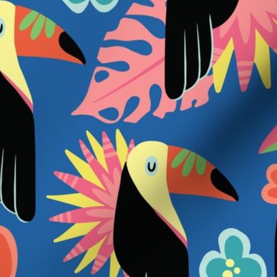 Tropical Toucans- Dark Blue