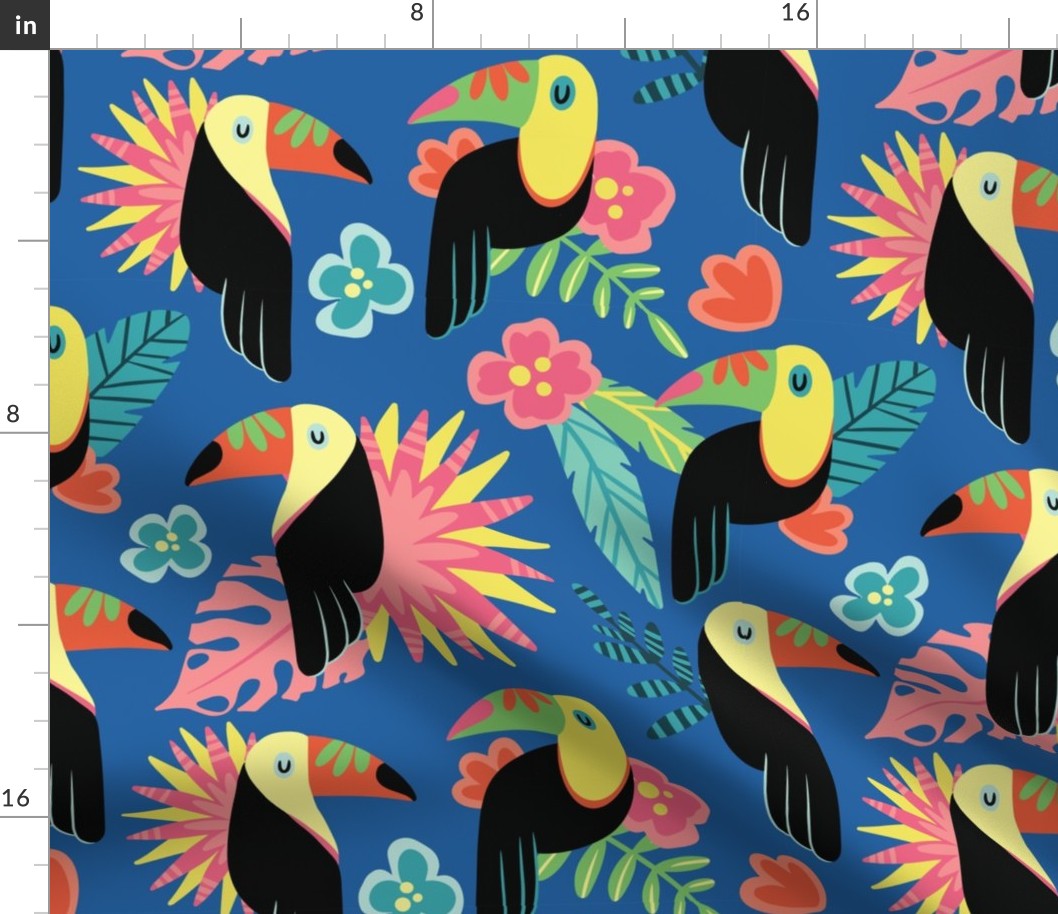 Tropical Toucans- Dark Blue