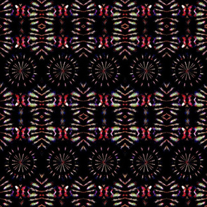 Large Scale Tribal Tie-Dye on Black - Vertical