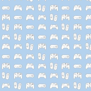 Game Controllers on Pastel Blue