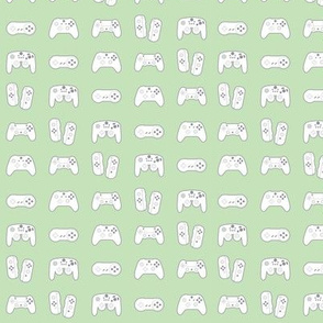 Game Controllers on Pastel Green