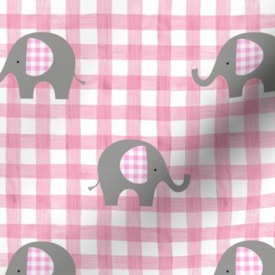 pink elephant pink gingham