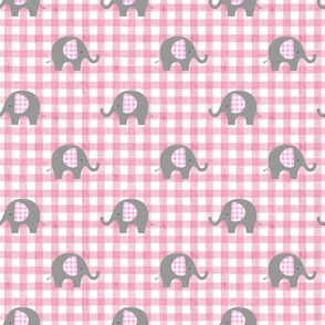 pink elephant pink gingham