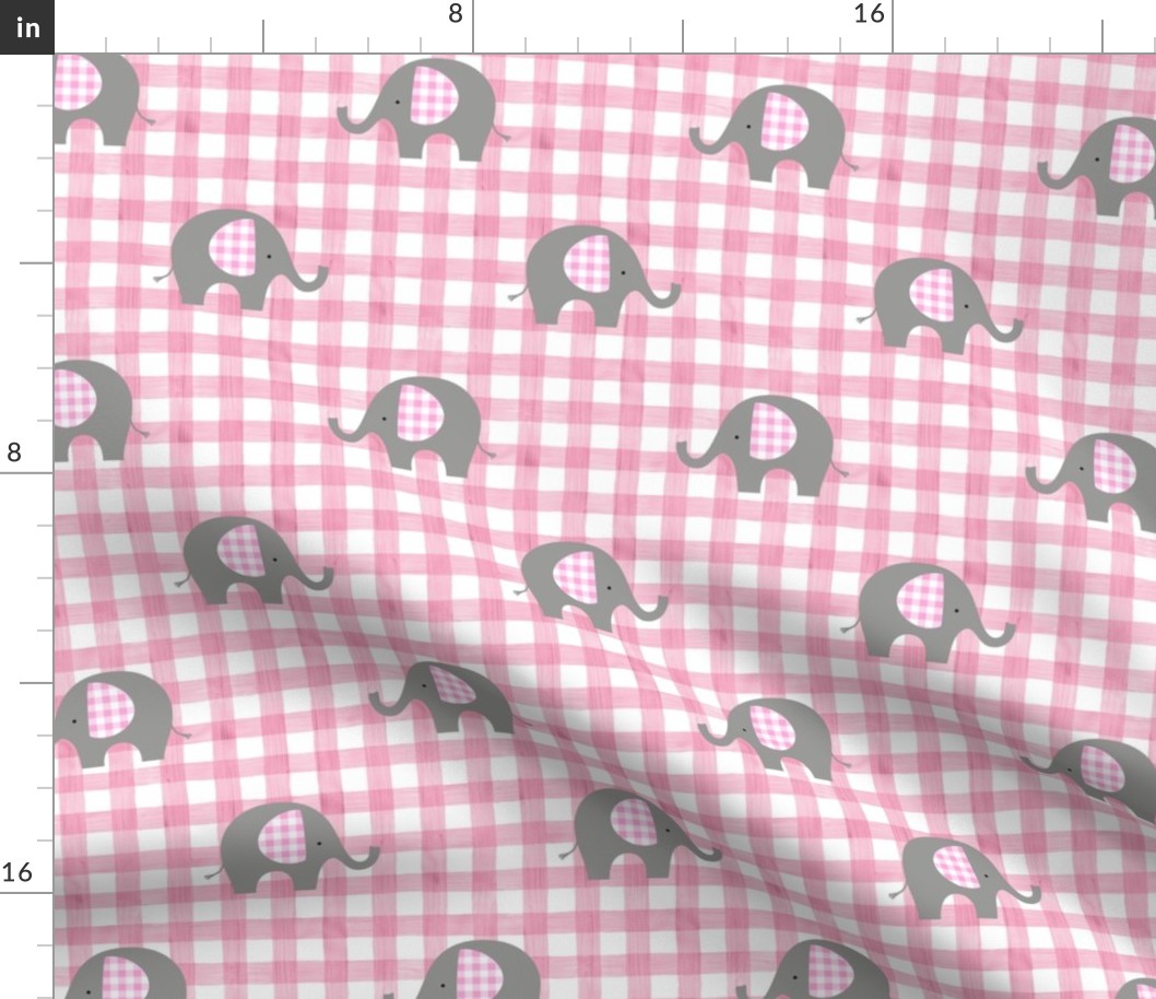 pink elephant pink gingham