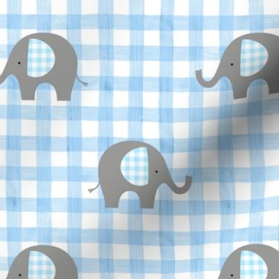 blue elephant blue gingham