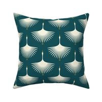 Art Deco Swans - Deep Teal - Bigger Spaces - 6" Repeat