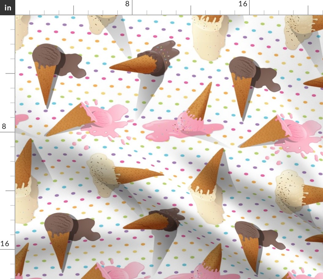 Dropped Ice Cream Cone Polka Dots