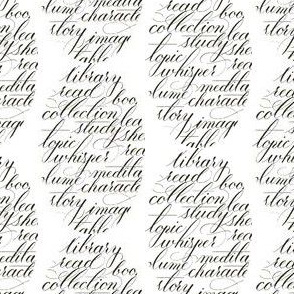 Library Themed Calligraphy Word Collage in Black
