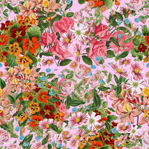 Floral pattern,wild flowers,pink background 