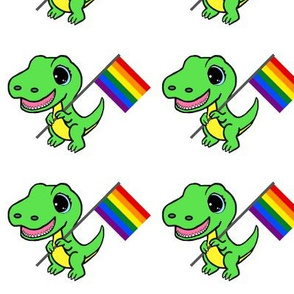 LGBT Rainbow Pride T-rex - row - large scale