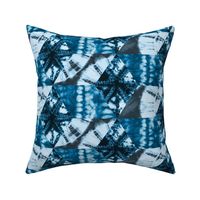 Boho Diamond Shibori Patchwork- Indigo Cerulean Baby Blue- Regular Scale