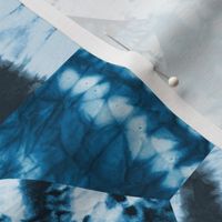 Boho Diamond Shibori Patchwork- Indigo Cerulean Baby Blue- Regular Scale