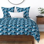 Boho Diamond Shibori Patchwork- Indigo Cerulean Baby Blue- Regular Scale