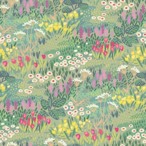 floral meadow green