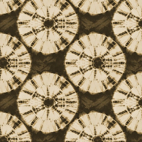 Shibori Circles- Wheel Tie Dye- Taupe Wheat- Regular Scale