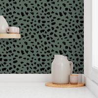 Abstract Dalmatian spots animal print gender neutral boho nursery dots fall winter camo green moss