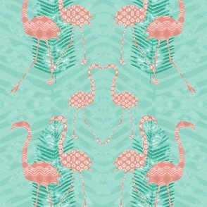 Flamingo Shibori Coral Mint Medium