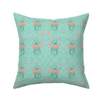 Flamingo Shibori Pattern Coral Mint