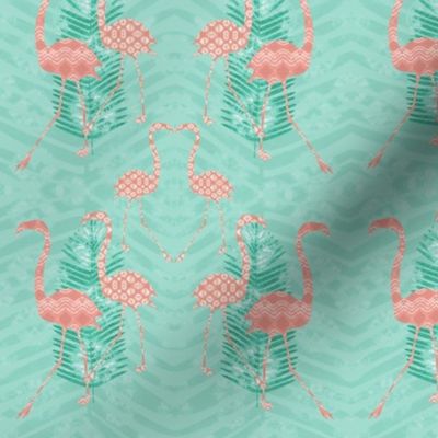Flamingo Shibori Pattern Coral Mint
