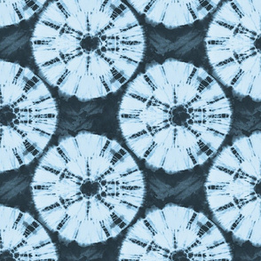 Shibori Circles- Wheel Tie Dye- Indigo Baby Blue- Regular Scale