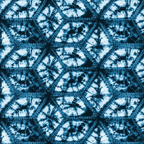 Diamond Shibori Hexagons- Indigo Cerulean- Regular Scale
