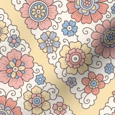 Floral argyle wallpaper yellow