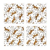 Trotting Pharaoh Hounds and paw prints - white