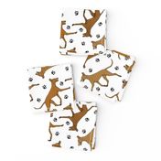 Trotting Pharaoh Hounds and paw prints - white