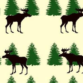 Forest Animal Woods Cabincore Moose Pine Trees 