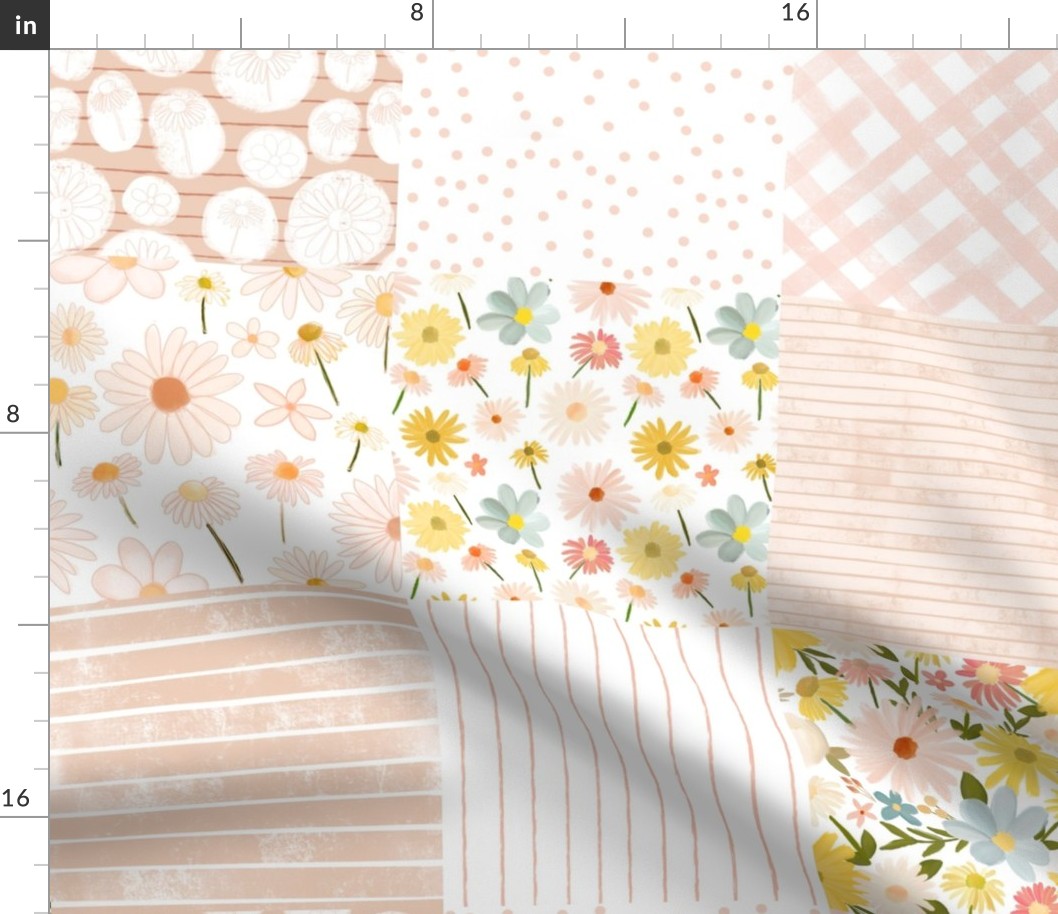 summer daisies cheater quilt - barely blushing