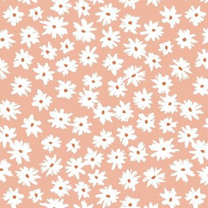 Raw ink boho daisies sweet blossom flowers daisy garden peach blush orange