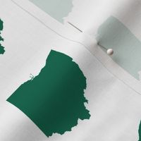 3" Ohio silhouette in football green on white