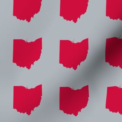 3" Ohio silhouette in football red on grey