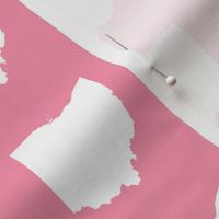 3" Ohio silhouette - white on pink